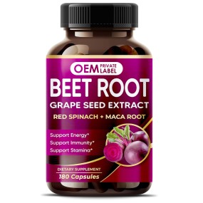 Beet Root Capsules Factory - OEM Grape Seed Maca Ashwagandha Energy