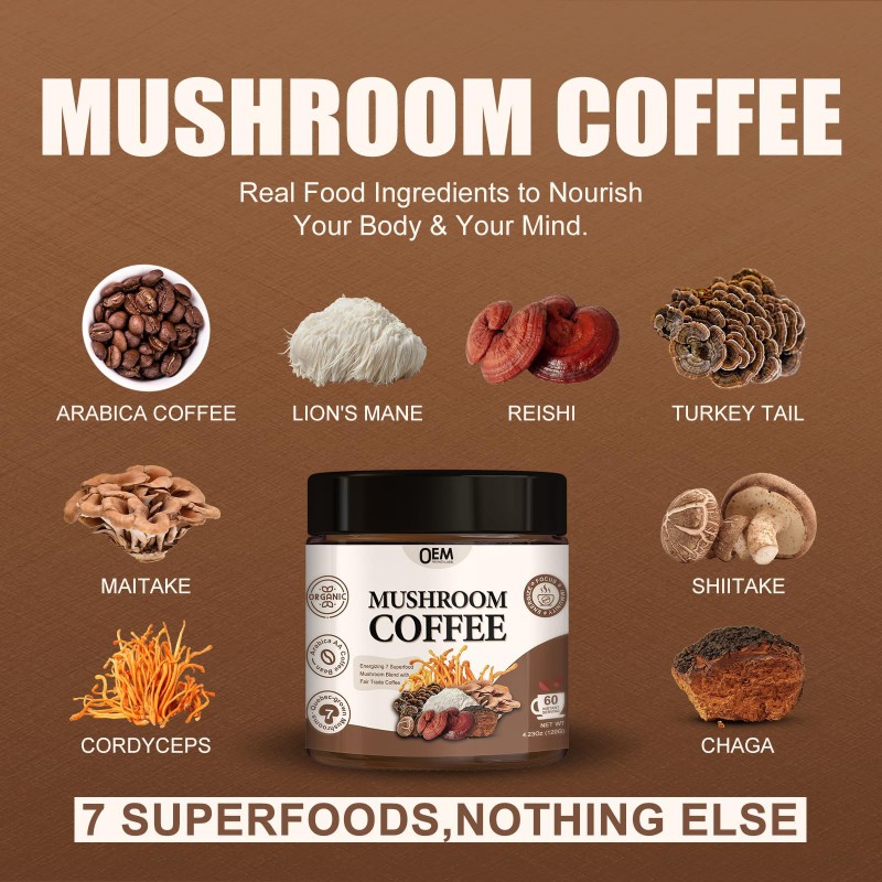 Mushroom Powder Factory - OEM Organic 10 in 1 Lions Mane Reishi Energy