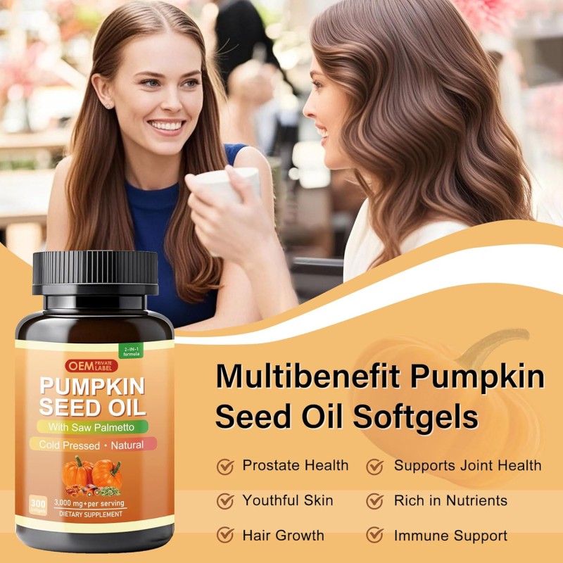 Pumpkin Seed Oil Capsules Manufacturer - OEM Cold Pressed Saw Palmetto Hair