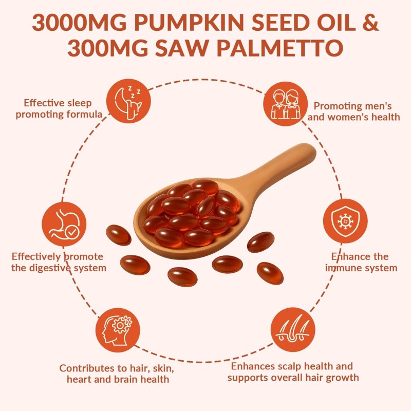 Pumpkin Seed Oil Softgels Manufacturer - OEM 3000mg 2 in 1 Saw Palmetto