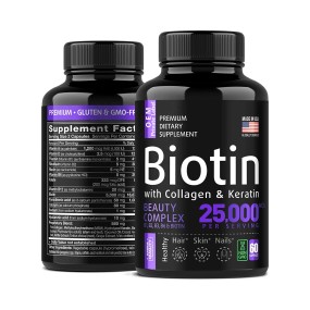 Biotin Capsules Manufacturer - OEM 25000mcg Hair Growth Collagen Keratin