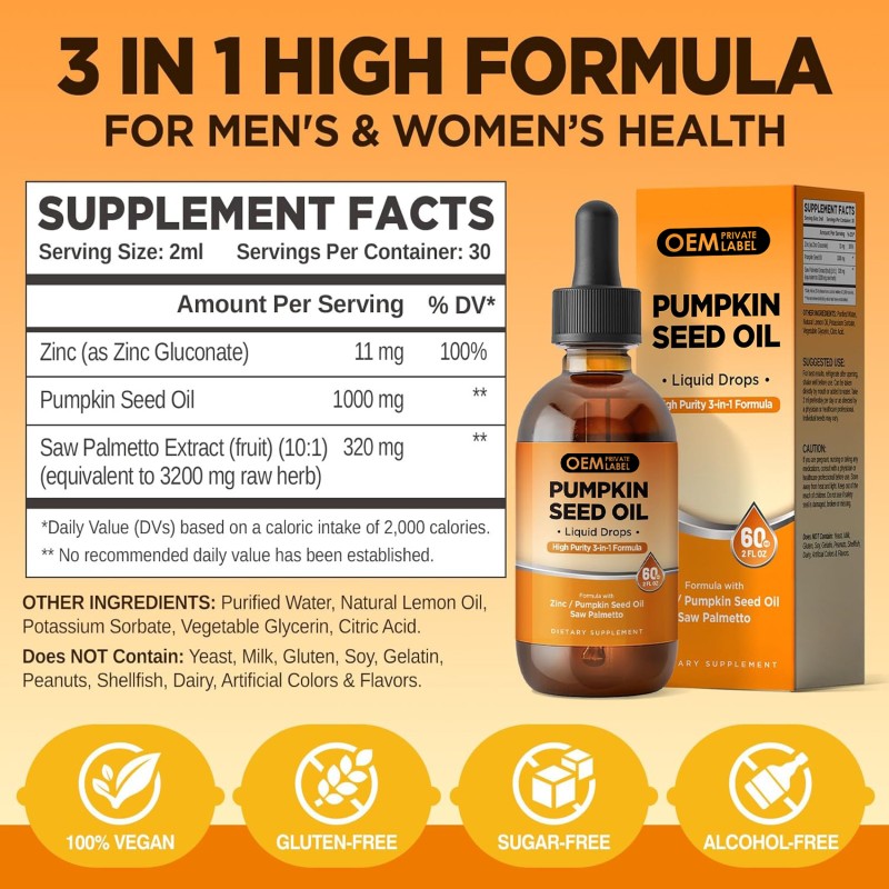 Hair Growth Drops Factory - OEM Pumpkin Seed Oil Saw Palmetto Prostate