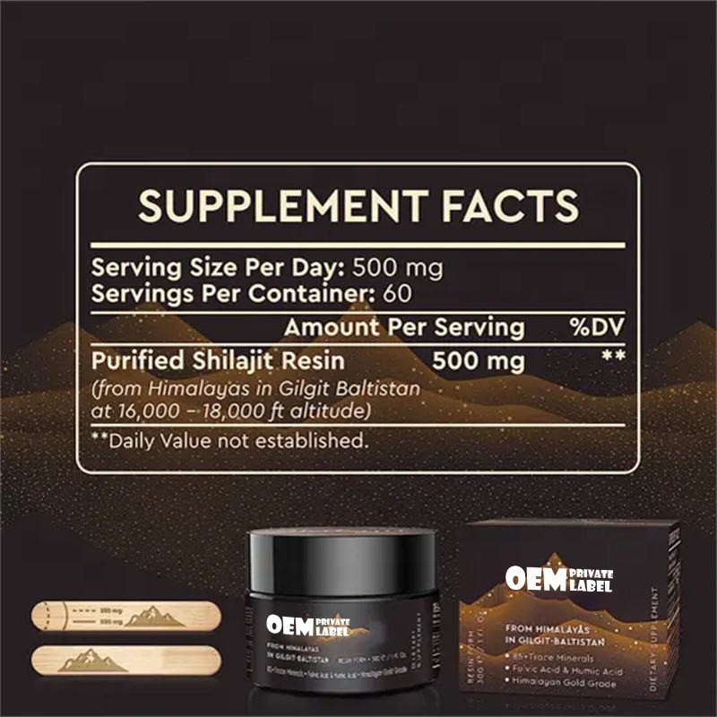 Shilajit Resin Factory - OEM 800mg Gold Grade Fulvic Acid Trace Minerals