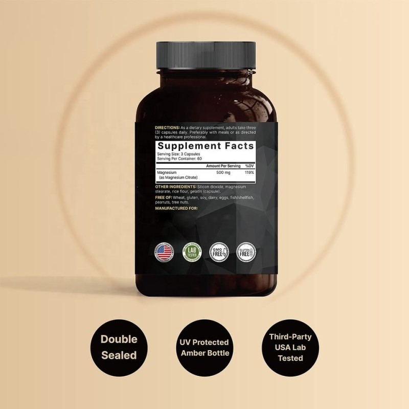 Magnesium Citrate Capsules Factory - OEM 500mg Heart Muscle Sleep Support