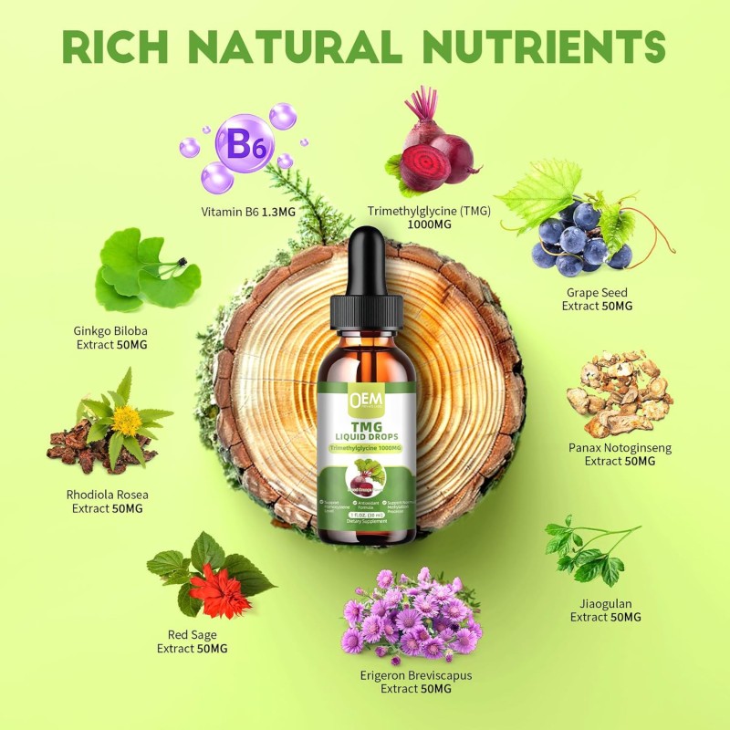 TMG Liquid Drops Supplier - OEM 1000mg Blood Orange Betaine Methylation