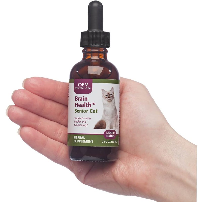 Brain Health Drops Factory - OEM Herbal Supplement Senior Cats Concentration