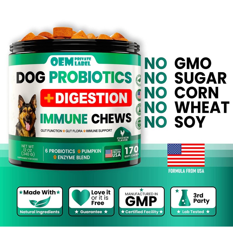 Dog Probiotics Chews Supplier - OEM Digestive Enzymes Allergy Relief