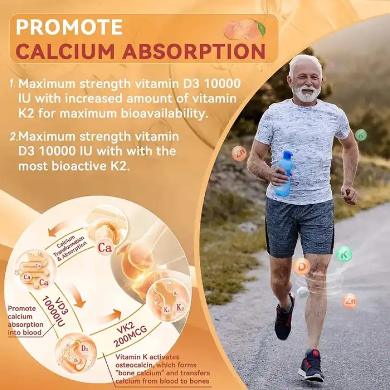 Vitamin D3 K2 Gummies Supplier - OEM 10000 IU K2 Strong Bones Heart