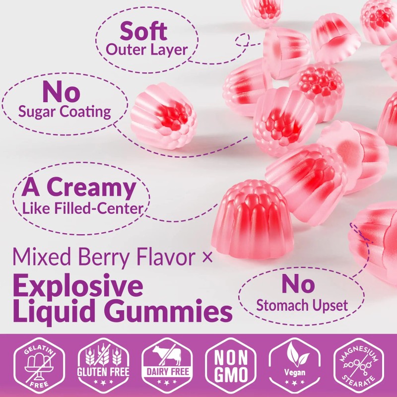 Magnesium Gummies Factory - OEM Center Filled Potassium Vitamin D3 B6