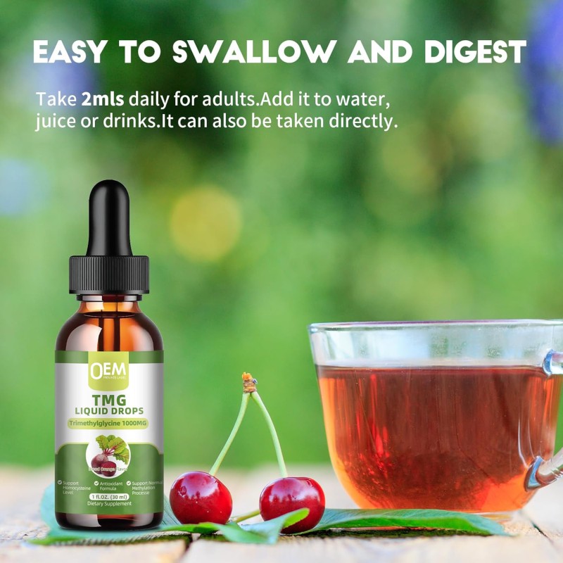 TMG Liquid Drops Supplier - OEM 1000mg Blood Orange Betaine Methylation