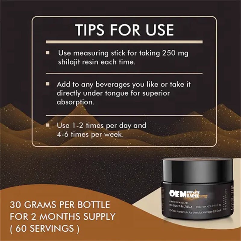 Shilajit Resin Factory - OEM 800mg Gold Grade Fulvic Acid Trace Minerals