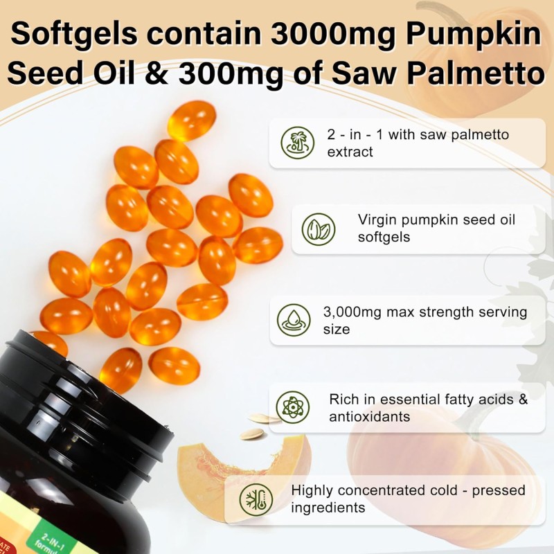 Pumpkin Seed Oil Capsules Manufacturer - OEM Cold Pressed Saw Palmetto Hair