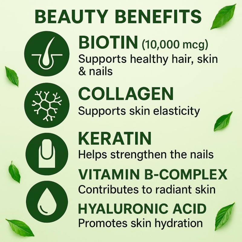 Biotin Capsules Supplier - OEM 25000mcg Collagen Hyaluronic Acid Keratin