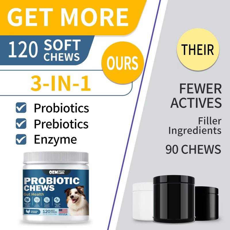Probiotic Soft Chews Manufacturer - OEM Dogs Cats Diarrhea Constipation Immunity