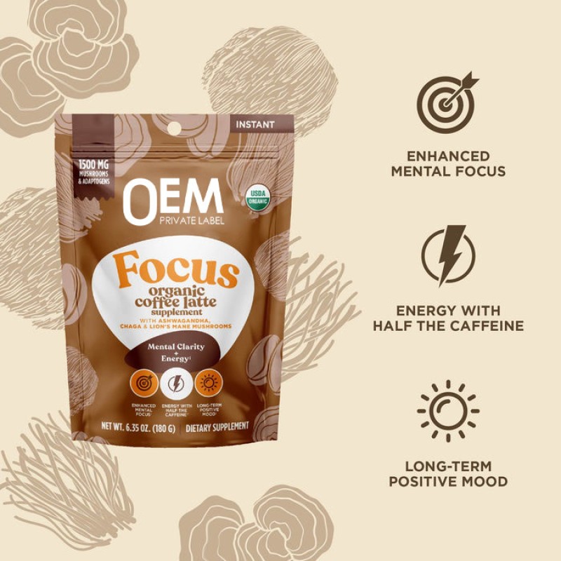 Mushroom Coffee Powder Manufacturer - OEM Grass Fed Collagen Chaga Focus