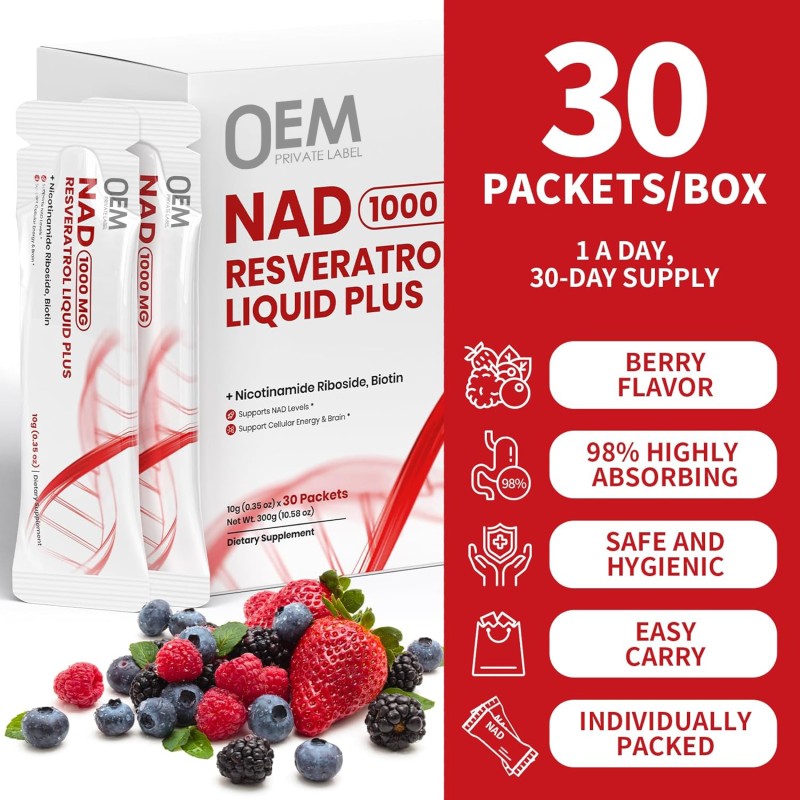 NAD+ Liquid Drops Manufacturer - OEM 1000mg Nicotinamide Riboside Cellular