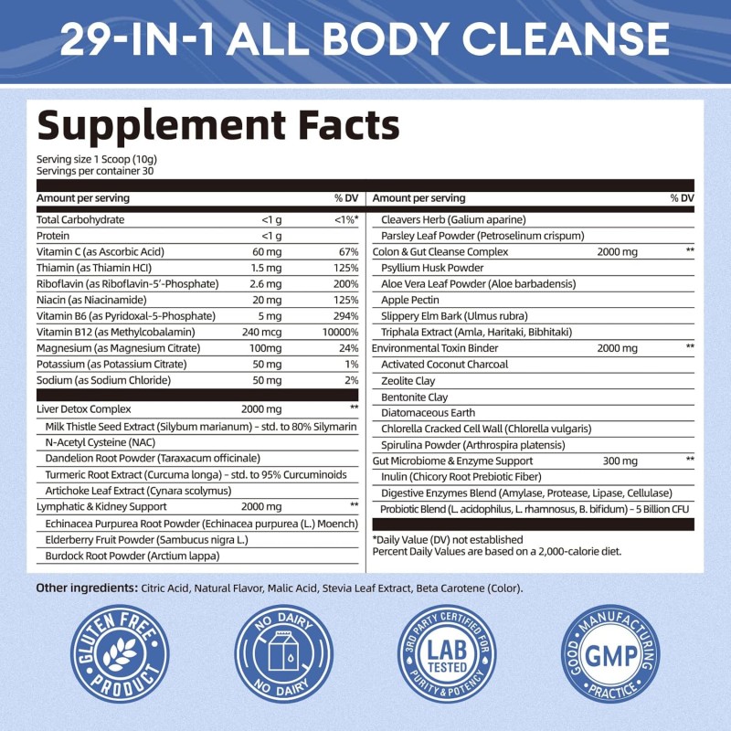 Detox Powder Factory - OEM 29 in 1 Liver Lymphatic Colon Gut Support