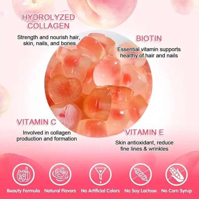 Biotin Collagen Gummies Supplier - OEM Beauty Hair Skin Nails Whitening