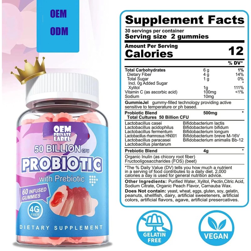 Probiotic Gummies Manufacturer - OEM 50 Billion CFU Prebiotic Women