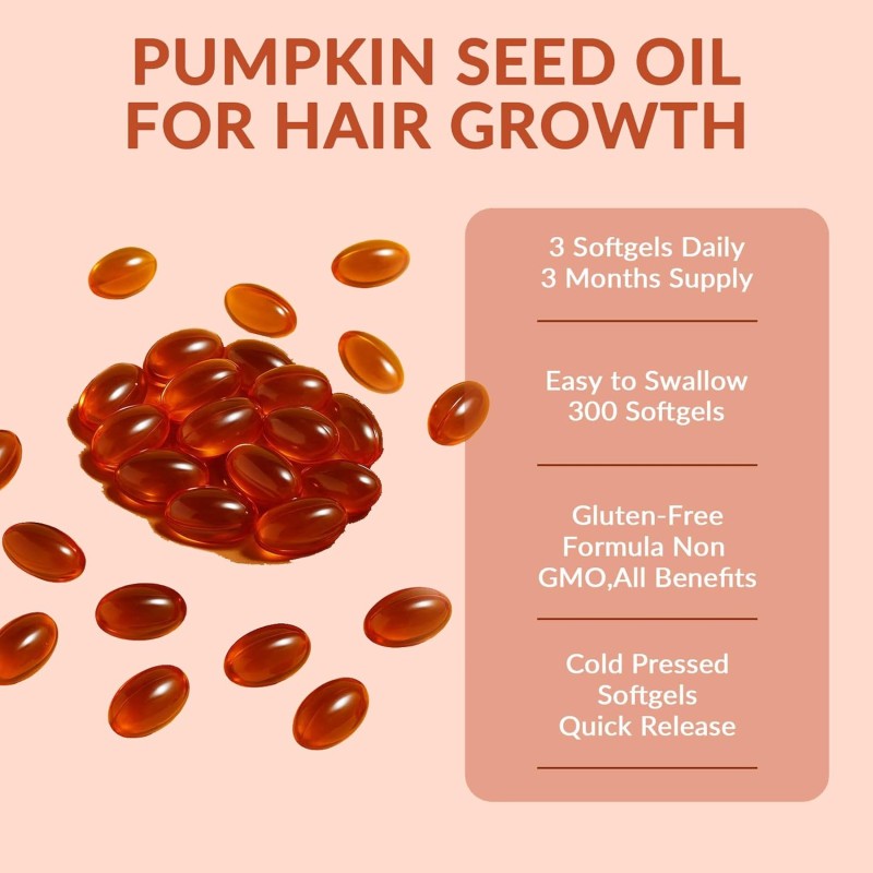 Pumpkin Seed Oil Capsules Supplier - OEM 3000mg 2 in 1 Hair Heart Skin