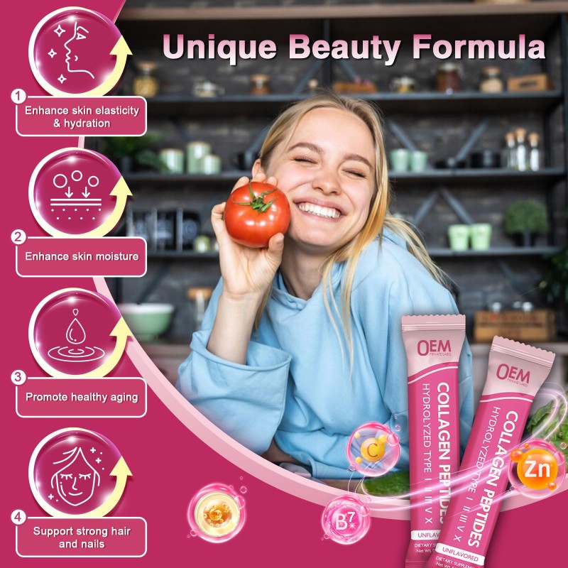 Collagen Peptides Powder Factory - OEM Multi Collagen Biotin Vitamin C HA