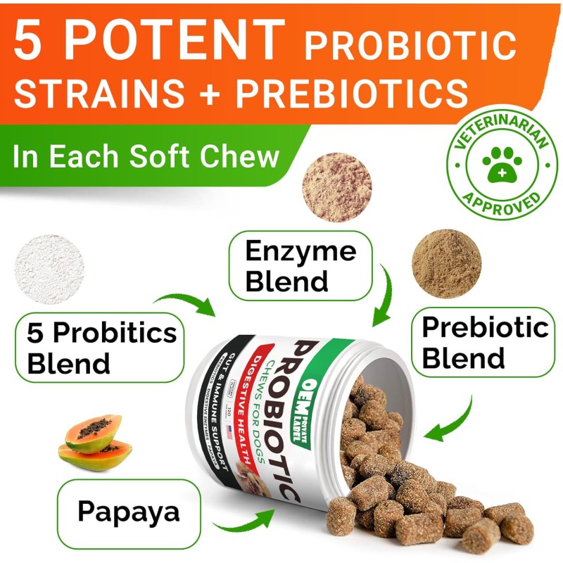 Dog Probiotics Chews Supplier - OEM Digestive Enzymes Gut Health Diarrhea