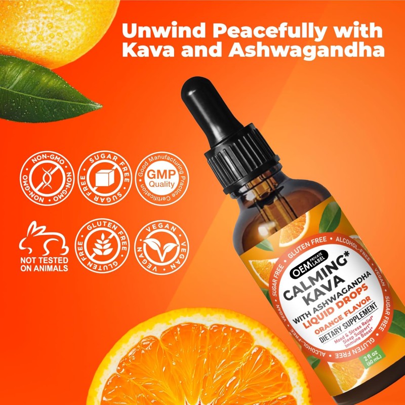 Calming Drops Manufacturer - OEM Kava Ashwagandha Valerian Root Mood