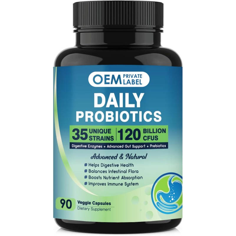 Probiotics Capsules Factory - OEM 120 Billion CFU 35 Strains Gut Support