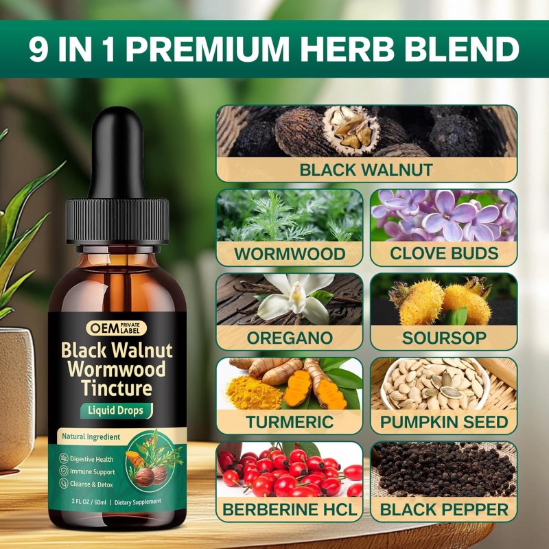 Digestive Drops Manufacturer - OEM Black Walnut Wormwood Tincture Gut