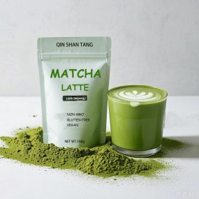 QINSHANTANG Wholesale Private Label Pure Organic Matcha Green Tea Powder Mushroom Matcha Tea Latte