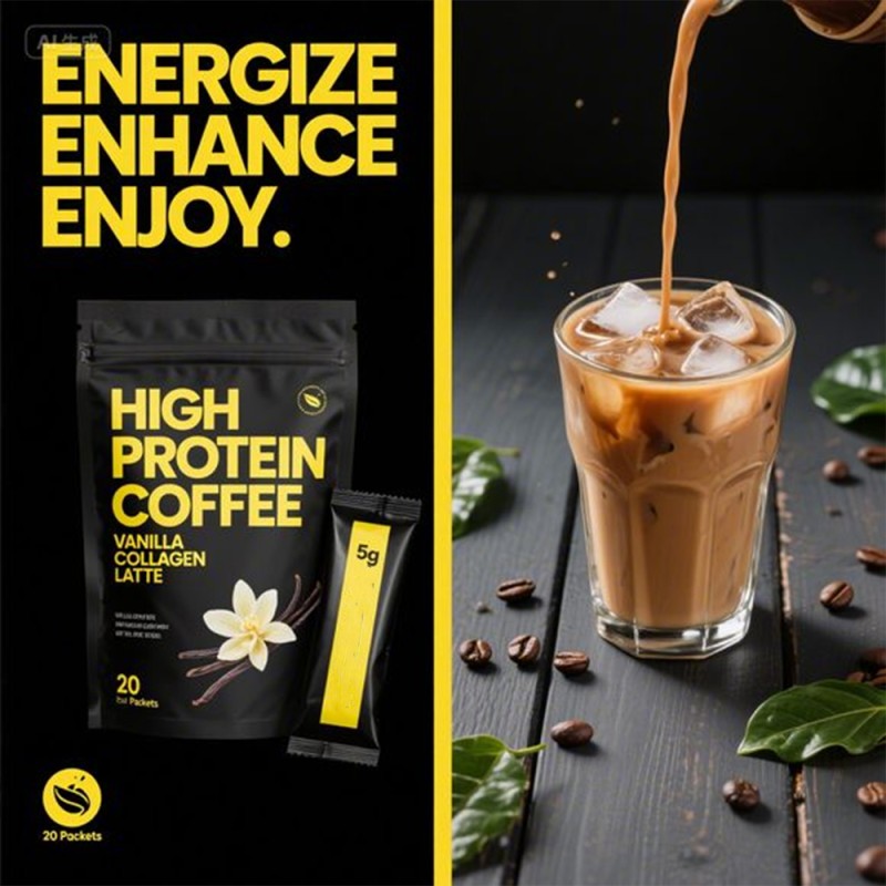 Low MOQ Easy Single Serve Instant Mushroom Protein Coffee Sticks Sachet for Brain Boost Muscle Recovery