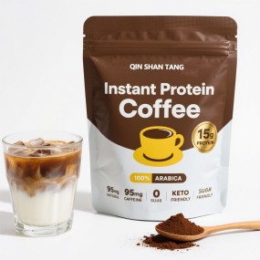 Qinshantang Private Label OEM Grass-Fed Organic 6 Mushroom Whey Protein Coffee Blend for Focus Energy Gut Health