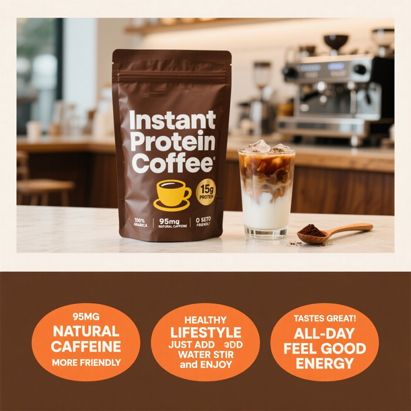 Qinshantang Private Label OEM Grass-Fed Organic 6 Mushroom Whey Protein Coffee Blend for Focus Energy Gut Health
