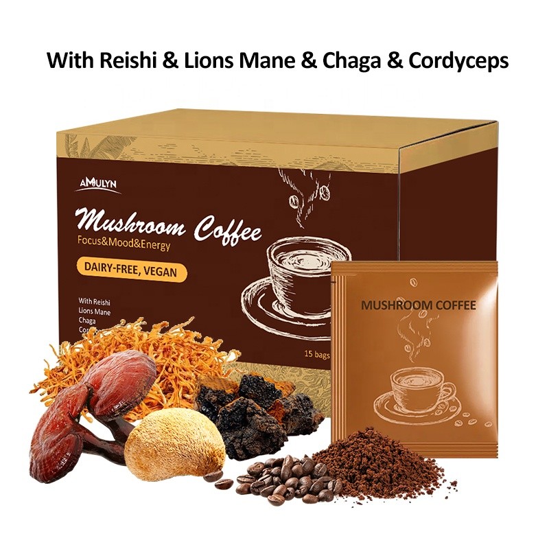AMULYN OEM Mushroom Coffee Lion's Mane Coffee 6 Mushroom Supplement 7 Mushroom Coffee