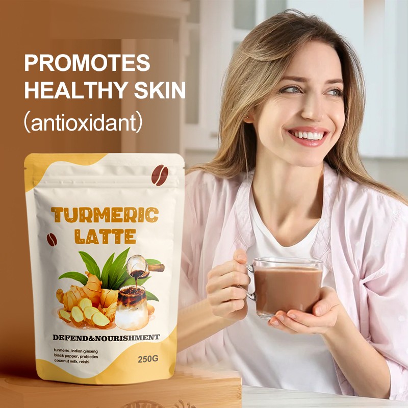 AMULYN Golden Milk Latte with Turmeric Powder Caffeine-Free Coffee and Mushrooms Neutral Taste Packaged in a Bag