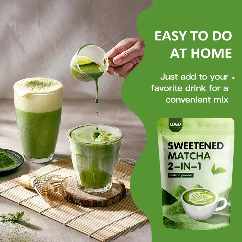 Amulyn Top Quality 2in1 Matcha Latte Powder Organic Green Tea Latte Fresh Dried