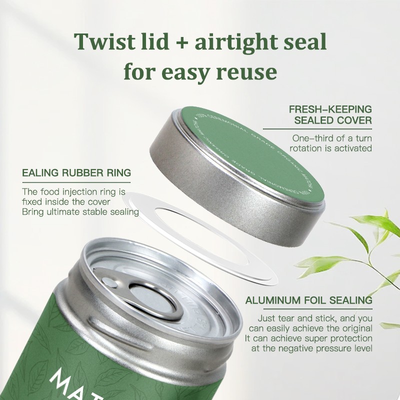 AMULYN 100% Pure Organic Matcha Green Tea Powder OEM Private Label Organic Green Ceremonial Matcha Powder in Can Tinned