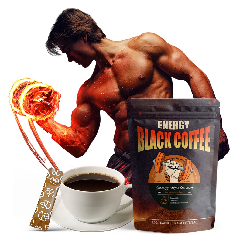 AMULYN Instant Coffee with Energy Boosting Ganoderma Reishi Mushroom Tongkat Ali Maca Root Extract Bitter Taste Bag Packaging