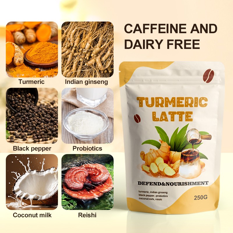 AMULYN Factory Supply Superfood Turmeric Latte Golden Milk Powder Conveniently Packaged in a Bag