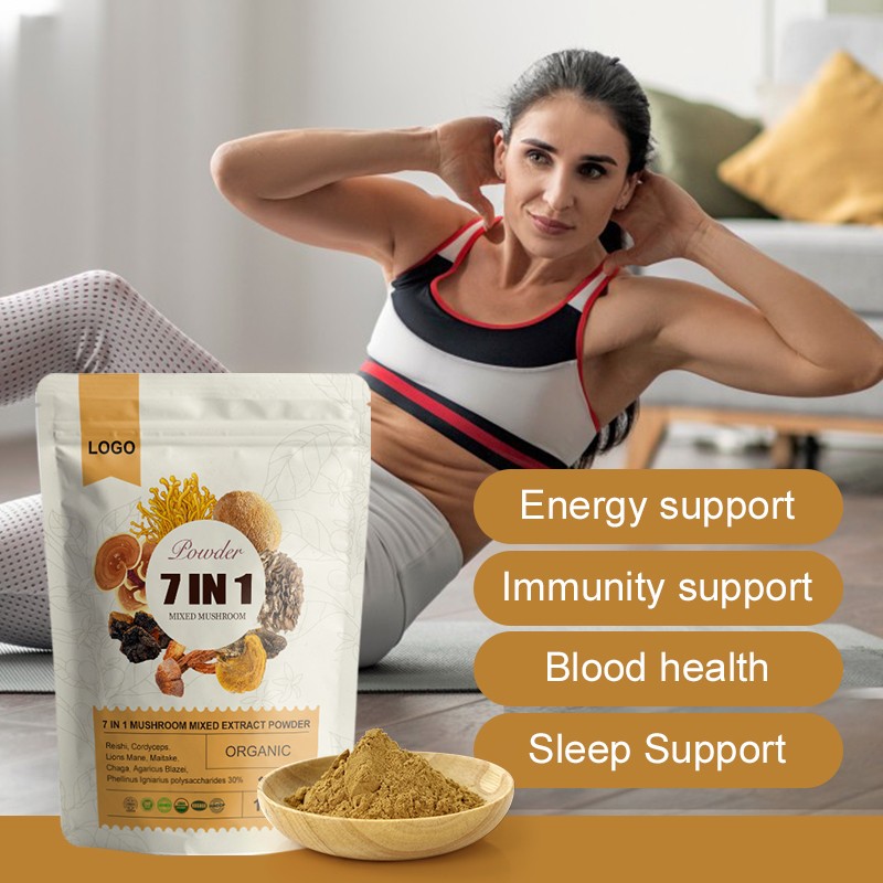 AMULYN Food Grade 10:1 Mushroom Mix Powder 7 1 Private Label 7 1 Drum Includes Maitake Cordyceps Reishi Chaga Lions Mane Extract