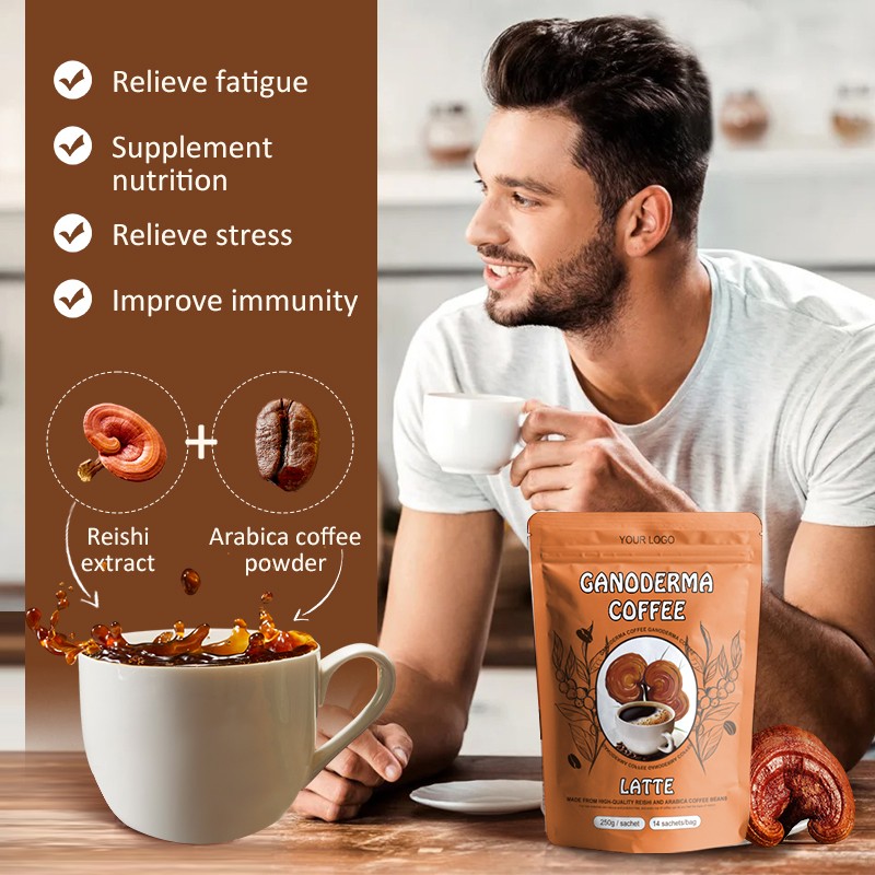 AMULYN OEM Private Label Ganoderma Coffee Powder Instant Slimming Mushroom Extract with Bitter Taste