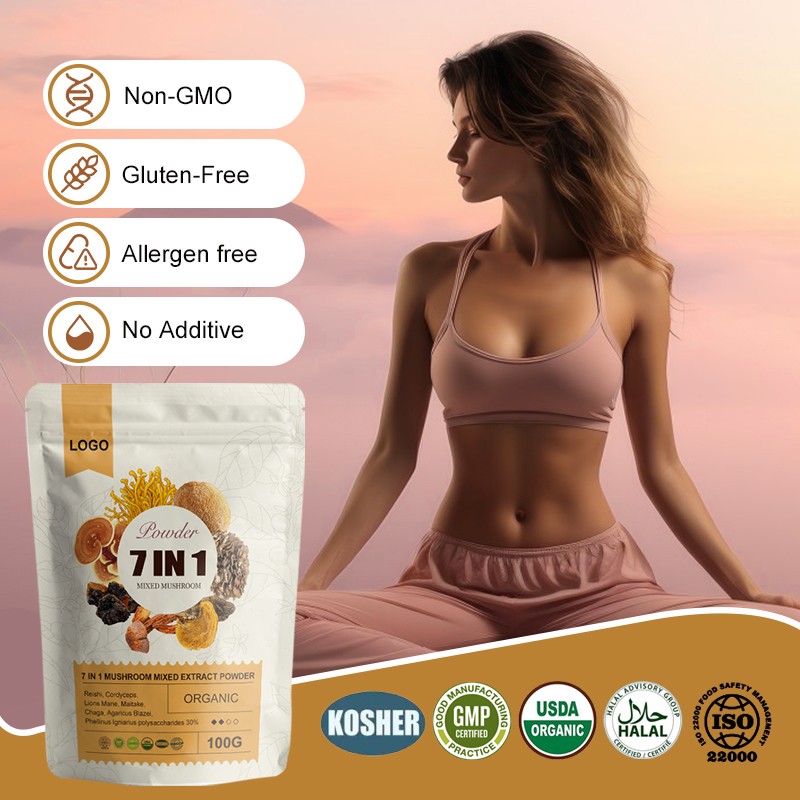7 in 1 Mix Mushroom 10:1 Extract Blend Powder Private Label Mushroom Powder