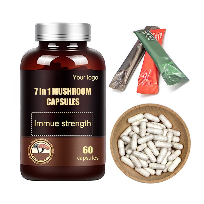 AMULYN Private Label 7 in 1 Mix Mushroom Complex Powder Organic  Cordyceps Reishi Lions Mane Mushroom Extract Blend Powder