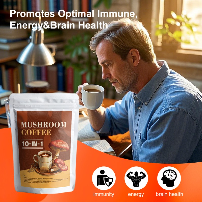 AMULYN Private Label 10 in 1 Ganoderma Coffee Reishi Mushroom Instant Black Coffee