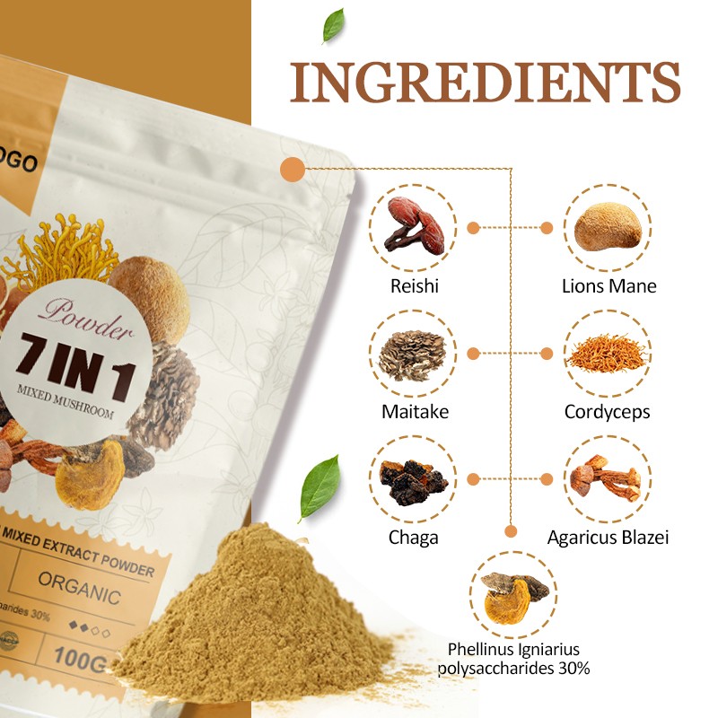 7 in 1 Mix Mushroom 10:1 Extract Blend Powder Private Label Mushroom Powder