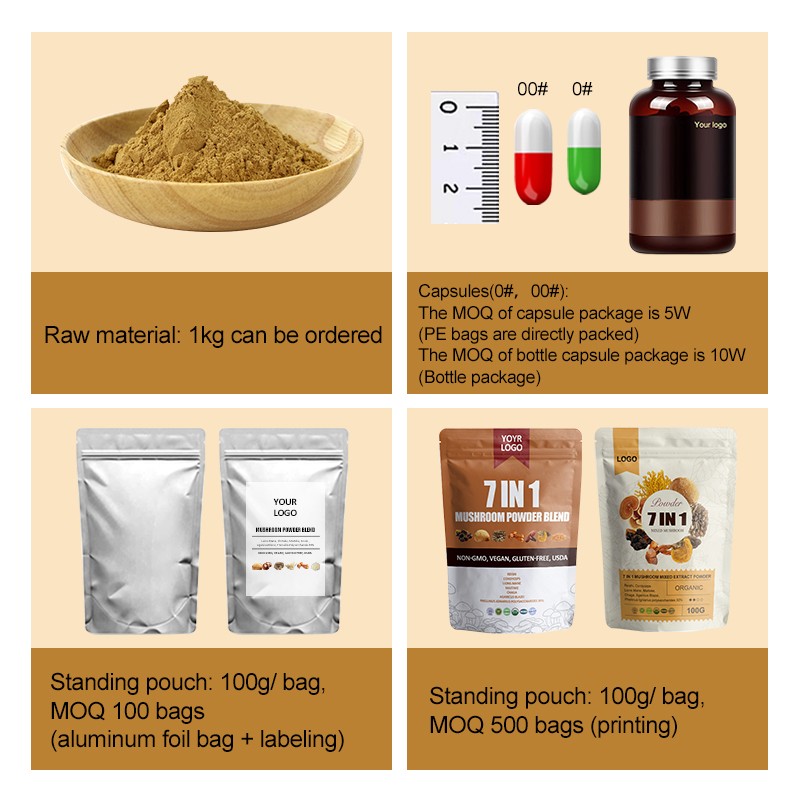 AMULYN Food Grade 10:1 Mushroom Mix Powder 7 1 Private Label 7 1 Drum Includes Maitake Cordyceps Reishi Chaga Lions Mane Extract