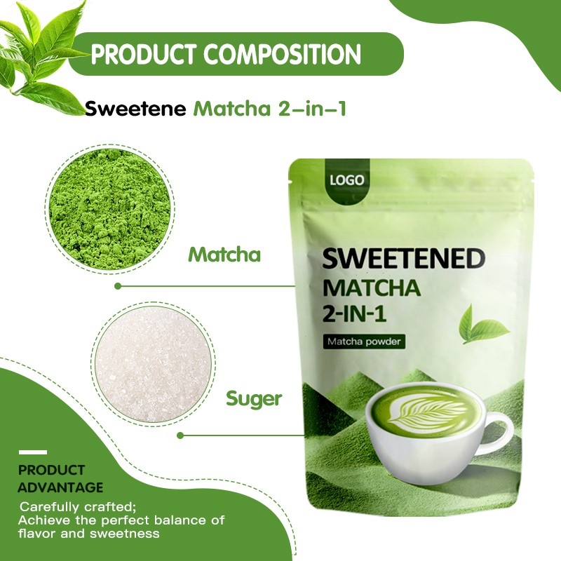 Amulyn Top Quality 2in1 Matcha Latte Powder Organic Green Tea Latte Fresh Dried