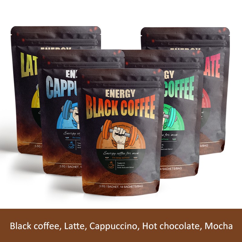AMULYN Instant Male Energy Coffee Drink Bitter Taste Maca and Tongkat ALI with Reishi Powder Boosts Energy Packaged in Bag