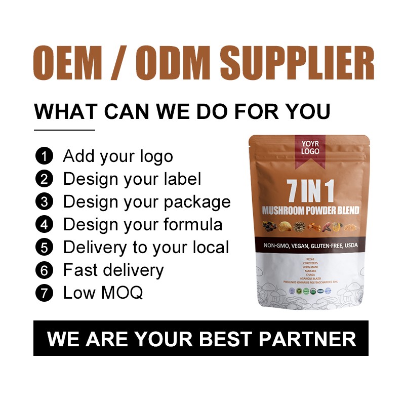 AMULYN 7 in 1 Mushroom Mix 10:1 Powder Reishi Lions Mane Cordyceps Chaga Maitake Mushroom Extract Blend Powder
