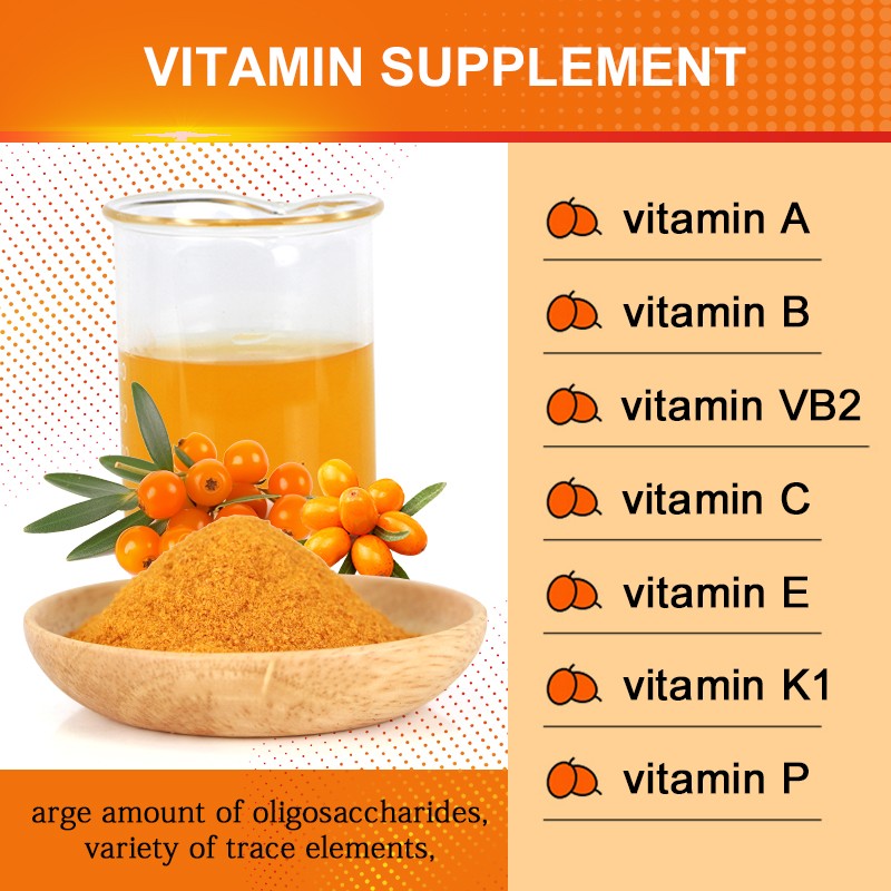 AMULYN 100% Pure Freeze-Dried Sea Buckthorn Fruit Powder Factory-Supplied 100% Food Grade Fruit Extract in Drum Packaging